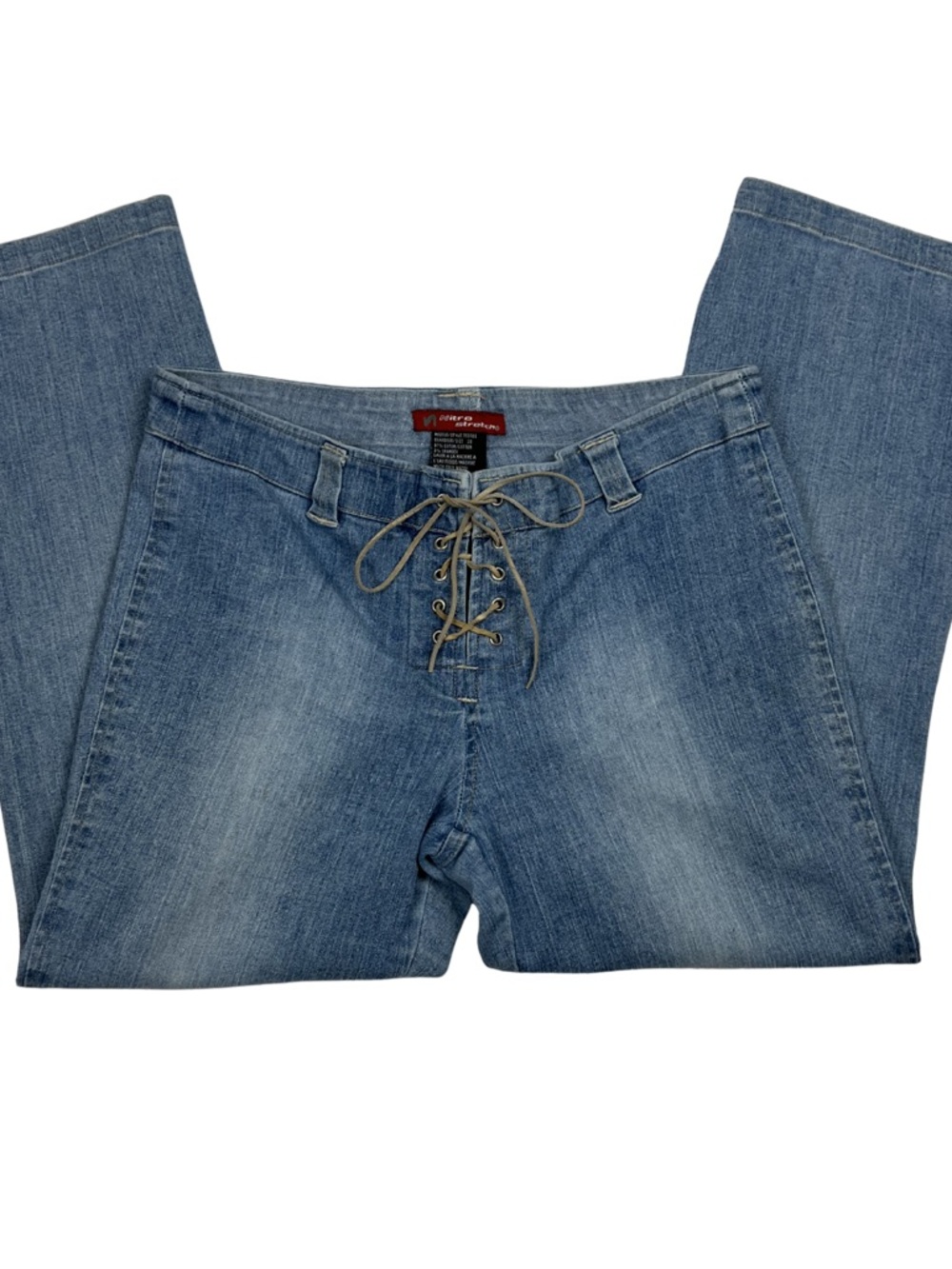 Y2K Nitro Stretch Lace-Up Midwash Blue Women’s Capri Jeans